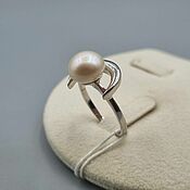 Украшения handmade. Livemaster - original item Silver ring with white pearls 10 mm. Handmade.