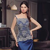 Одежда handmade. Livemaster - original item COLOR 2022 Blue Silk Italy dress. Handmade.