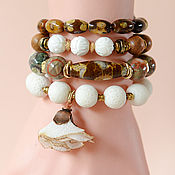 Украшения handmade. Livemaster - original item A set of bracelets made of jasper, coral, agate. Handmade.