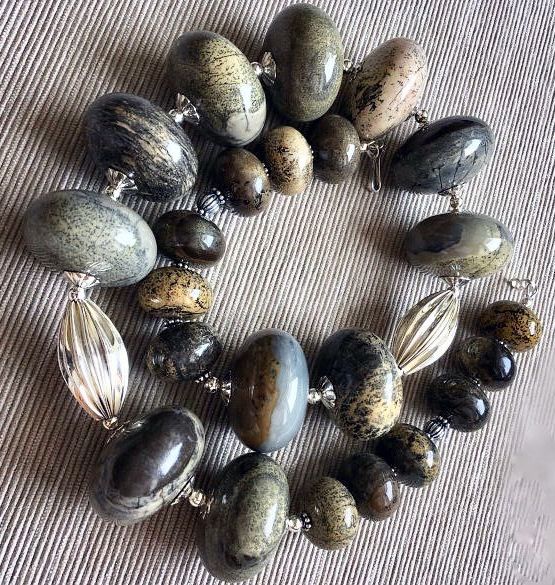 КОЛЬЕ Серебро 925 проба Мадагаскарская яшма Бусы из серебра – купить на ...