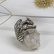 Украшения handmade. Livemaster - original item Silver ring with sapphire dragon 
