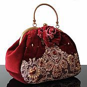Bag with clasp: Women's Travel Bag Retro Dark Red Suede