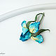 Miniature iris leather brooch. Decoration leather, Brooches, Bobruisk,  Фото №1