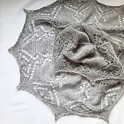 Аксессуары handmade. Livemaster - original item Shawl down gray crescent-shaped knitted kerchief down rabbit angora. Handmade.