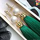 La Pearl green emerald gold plated brush earrings. Tassel earrings. GolDFenix. Online shopping on My Livemaster.  Фото №2