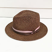 Аксессуары handmade. Livemaster - original item Straw hat Fedora Unisex. Color brown. Handmade.