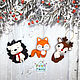 Animals out of felt. Hedgehog, fox, fawn, lion, monkey, Christmas decorations, Chekhov,  Фото №1