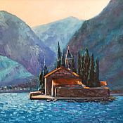 Картины и панно handmade. Livemaster - original item Oil painting in frame. Morning of the ancient monastery. Montenegro. Handmade.