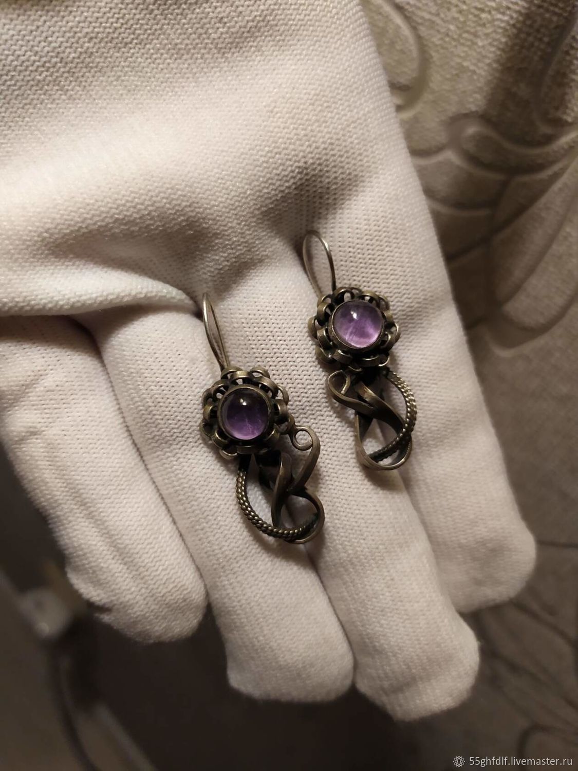 Винтаж: Серьги винтажные: Серьги из мельхиора с аметистом винтаж купить ...