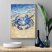 Картины и панно handmade. Livemaster - original item Marine-themed paintings with animals. Crab oil painting. Handmade.