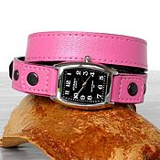Украшения handmade. Livemaster - original item Wristwatch on Pink Genuine Leather Bracelet. Handmade.