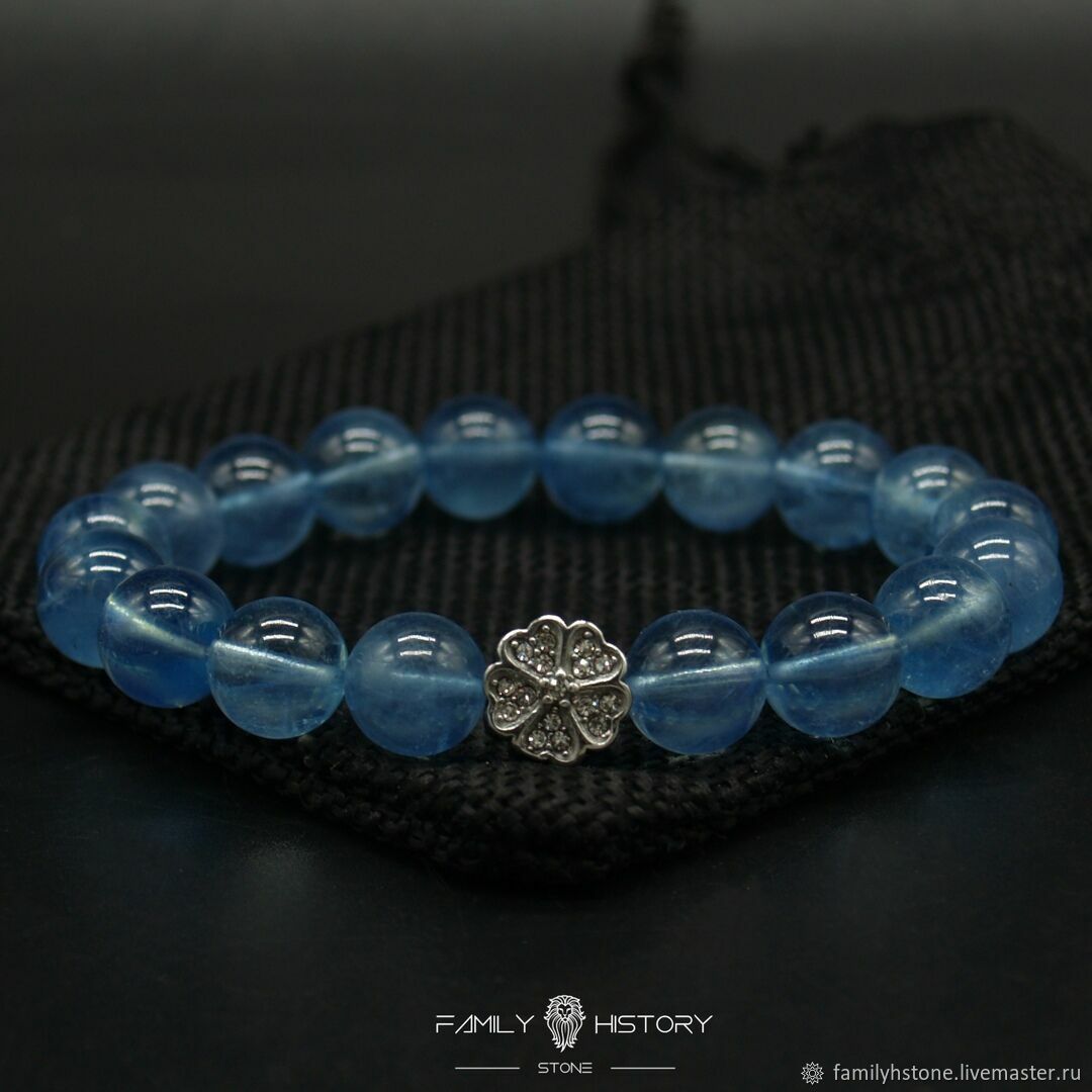 Браслет из натурального аквамарина АА+ купить в интернет-магазине ...