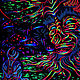 Fluorescent luminous painting 'Wise Mushroom'. Ritual attributes. Fractalika. My Livemaster. Фото №6