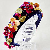 Украшения handmade. Livemaster - original item Velvet rim with flowers Southern night. Handmade.