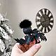 Brooch Thistle black genuine leather and fur. Brooches. SM Tallya. My Livemaster. Фото №6