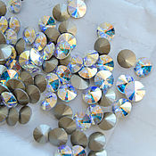 15х7мм, Опаловые винтажные кристаллы лодочки в цапах