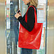 Women's leather bag shopper red (leather bag), Classic Bag, Moscow,  Фото №1