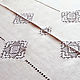 White linen festive tablecloth openwork embroidery stitch