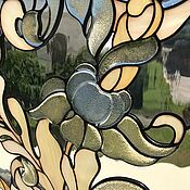 Картина из витражного стекла "Маки", мозаика, витраж