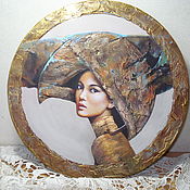 Декоративная стеклянная тарелка "Лотос"