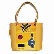 Сумки и аксессуары handmade. Livemaster - original item Kandinsky. Leather yellow artistic bag "Yellow sound". Handmade.