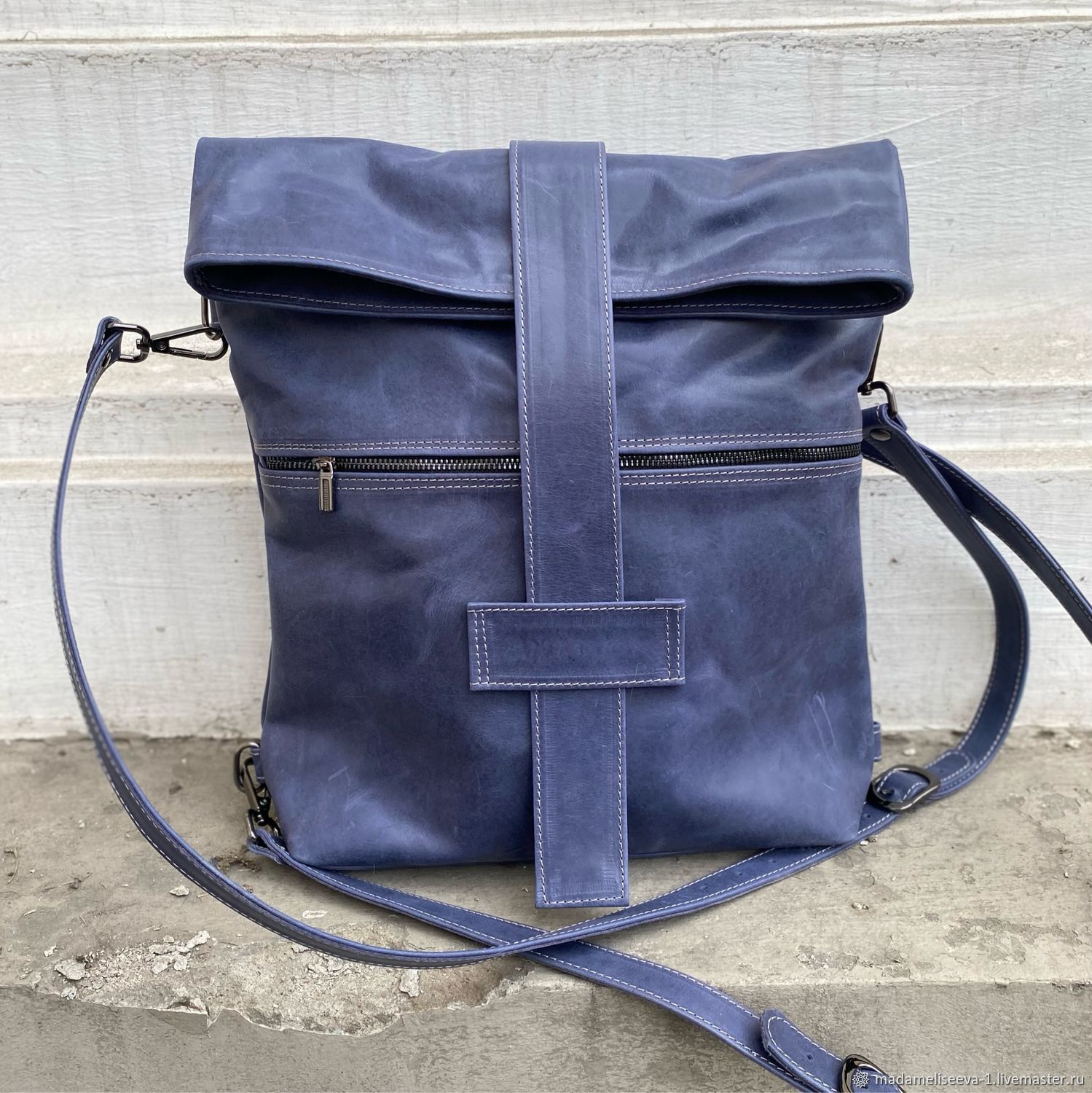 Кожаная сумка - рюкзак PALERMO Сизая в интернет-магазине Ярмарка ...