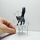 Mini figure of a gray-blue cat, for a dollhouse. Miniature figurines. AnzhWoolToy (AnzhelikaK). My Livemaster. Фото №6