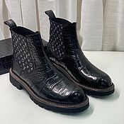 Обувь ручной работы handmade. Livemaster - original item Men`s crocodile leather shoes, spring / autumn model in black.. Handmade.