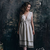 Одежда handmade. Livemaster - original item Emmanuelle linen nightgown with lace. Handmade.