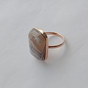 Украшения handmade. Livemaster - original item Ring (ring) with Botswana agate in 585 gold. Handmade.