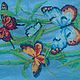 Вышитая картина" Бабочки в тростнике". Картины. Любовь. Интернет-магазин Ярмарка Мастеров.  Фото №2