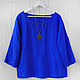 Oversize blouse made of bright blue linen. Blouses. etnoart (etnoart). Online shopping on My Livemaster.  Фото №2