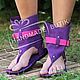 Order Sandals high purple with pink suede. Katorina Rukodelnica HandMadeButik. Livemaster. . Sandals Фото №3