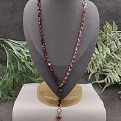 Работы для детей, handmade. Livemaster - original item Beads red stone zircon under garnet with cubic zirconia. Handmade.