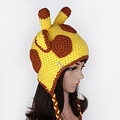 Аксессуары handmade. Livemaster - original item Hat with Giraffe ears knitted. Handmade.