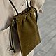 Заказать Кожаная сумка кисет, оливковая. AUGUST BAGS. Ярмарка Мастеров. . Сумка через плечо Фото №3