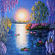 Oil painting summer landscape 'By the pond', oil on canvas, Pictures, Moscow,  Фото №1