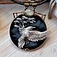 Necklace 'Albus corvus' sculpted miniature. R, Necklace, Vladimir,  Фото №1