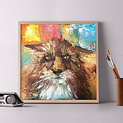 Картины и панно handmade. Livemaster - original item Fox, oil portrait on canvas, 20h20 cm. Handmade.