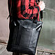 Shopping bag made of genuine leather with a zipper and a belt in black, Shopper, St. Petersburg,  Фото №1