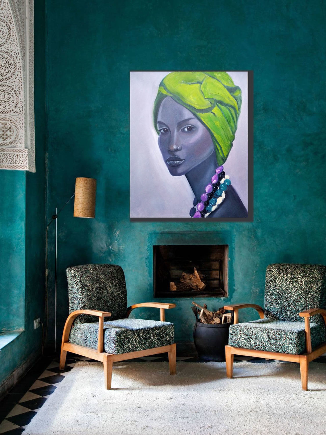 Картина африканская женщина в интерьере