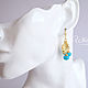 Earrings with turquoise, monstera, gilding. Earrings. Евгения Голубева (White Book). My Livemaster. Фото №5