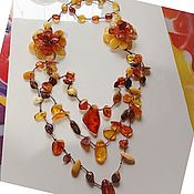 Украшения handmade. Livemaster - original item Necklace Amber jewelry Natural amber beads long with flowers. Handmade.