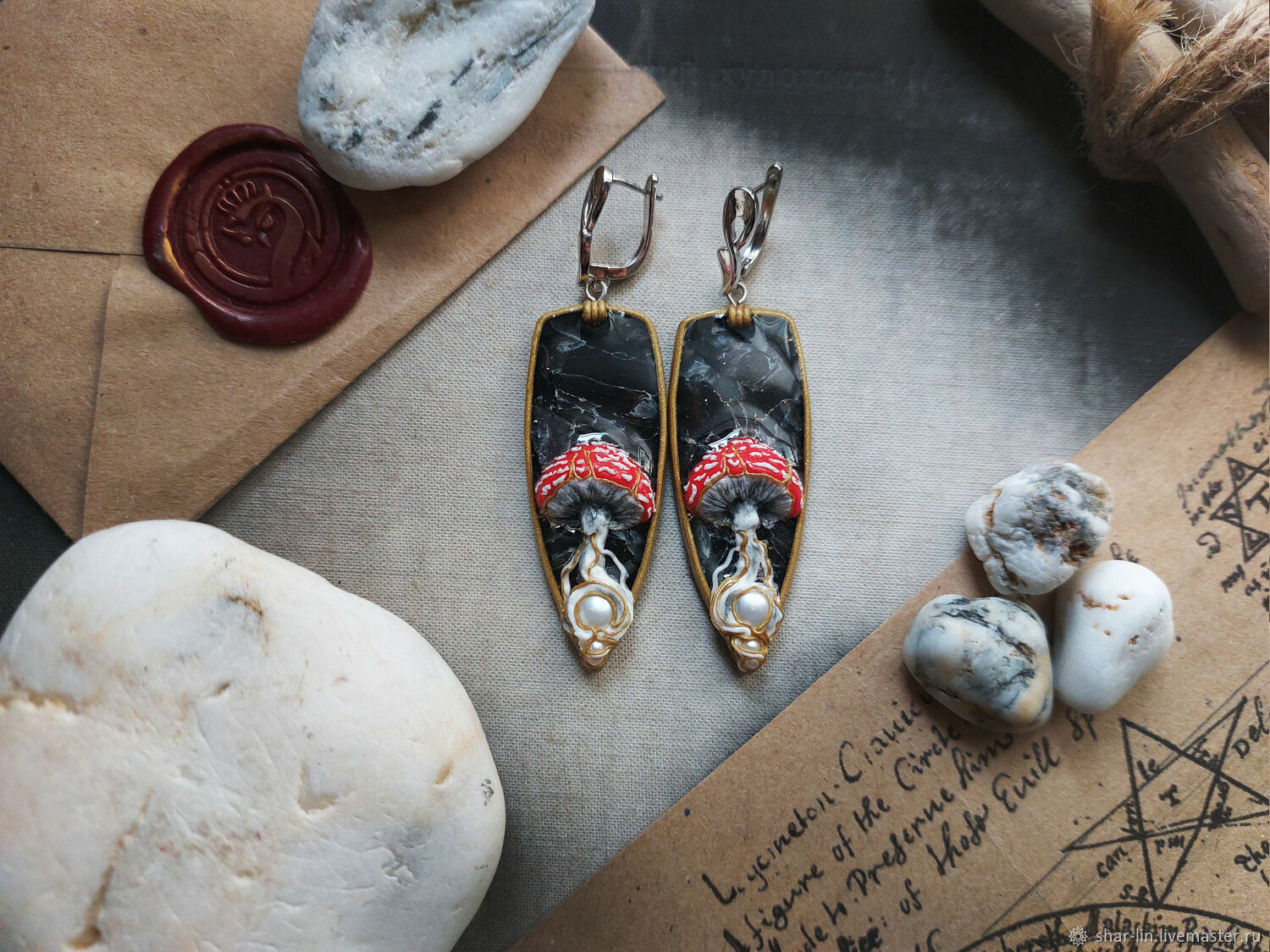 Серьги "Мухоморы" - с жемчугом в стиле Модерн – заказать на Ярмарке ...