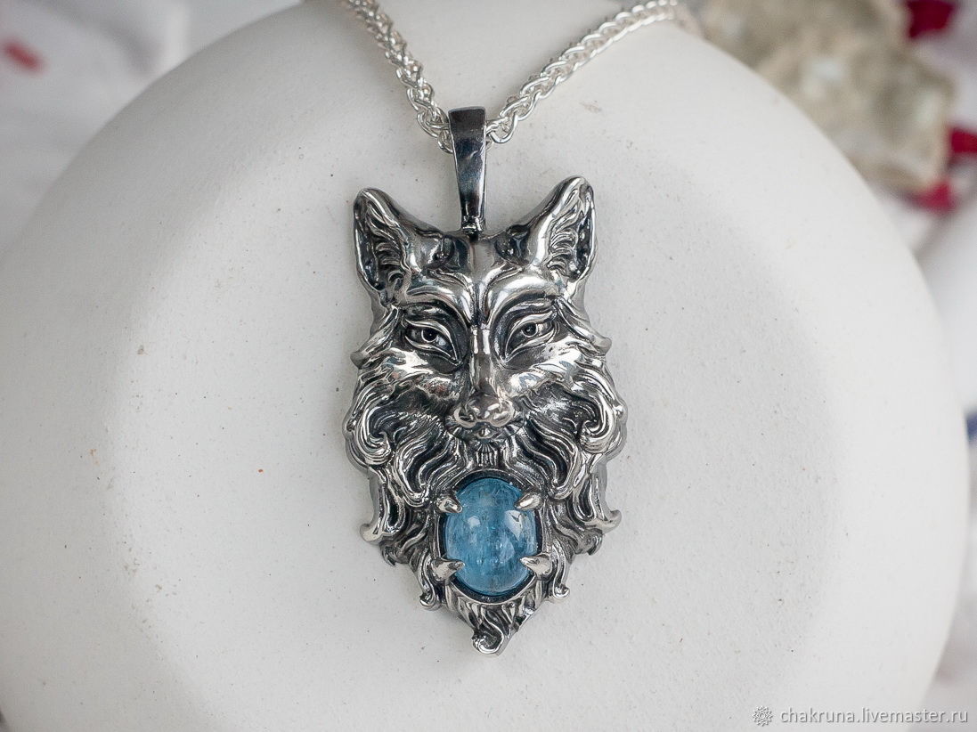 Silver Inari pendant with aquamarine, Pendants, Moscow,  Фото №1