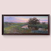 Картина маслом "Заход солнца на Селигере"