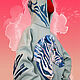 Warm Hoodie Oversize mint color zebra Hand embroidery Sweatshirt, Sweatshirts, St. Petersburg,  Фото №1