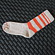  Вязаные шерстяные носки с оранжевыми полосками, Носки, Челябинск,  Фото №1