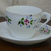 Винтаж handmade. Livemaster - original item Tea pair porcelain Kuznetsov. Handmade.