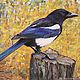 Magpie in the woods. Series Birds. tempera. Pictures. Tatiana Chepkasova. Online shopping on My Livemaster.  Фото №2